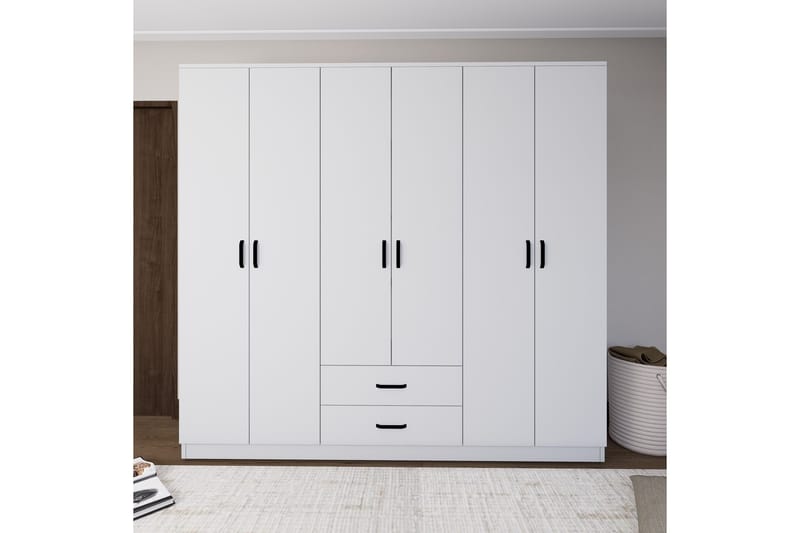 Yaman Garderobe 180x190 cm - Matt hvit - Oppbevaring - Klesoppbevaring - Garderober & garderobesystem