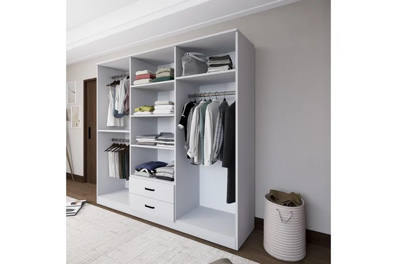 Yaman Garderobe 180x190 cm - Matt hvit - Oppbevaring - Klesoppbevaring - Garderober & garderobesystem