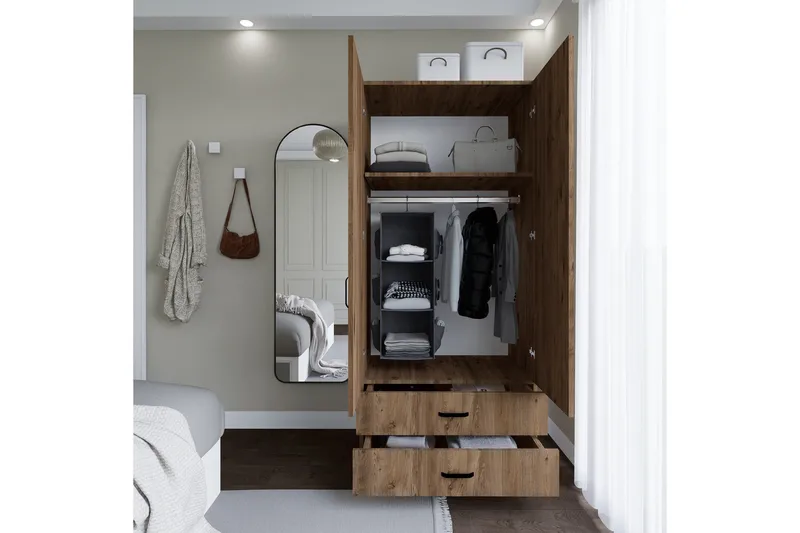 Yaman Garderobe 80x182 cm - Brun - Oppbevaring - Klesoppbevaring - Garderober & garderobesystem