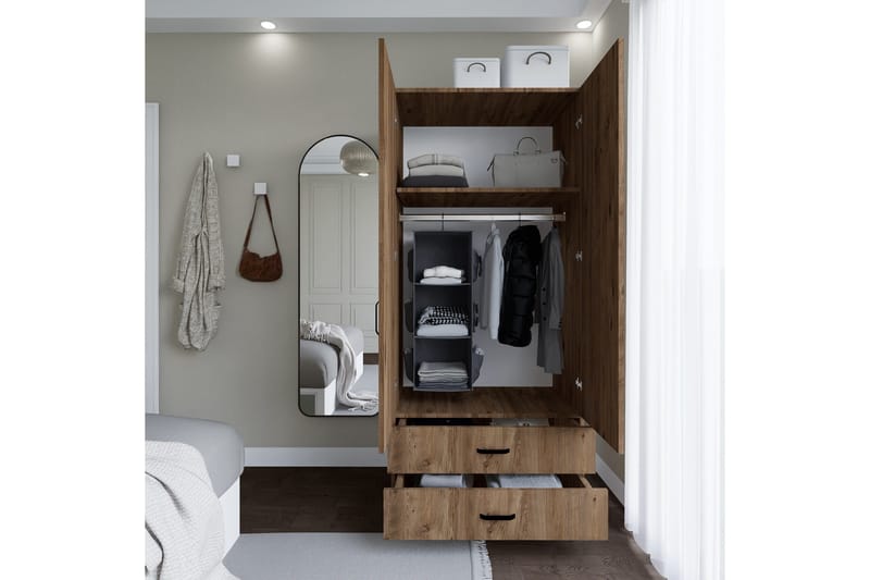 Yaman Garderobe 80x182 cm - Brun - Oppbevaring - Klesoppbevaring - Garderober & garderobesystem