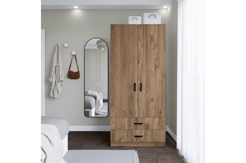 Yaman Garderobe 80x182 cm - Brun - Oppbevaring - Klesoppbevaring - Garderober & garderobesystem