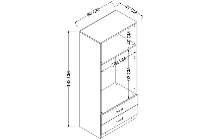 Yaman Garderobe 80x182 cm - Brun - Oppbevaring - Klesoppbevaring - Garderober & garderobesystem