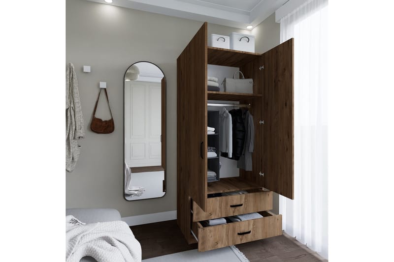 Yaman Garderobe 80x182 cm - Brun - Oppbevaring - Klesoppbevaring - Garderober & garderobesystem