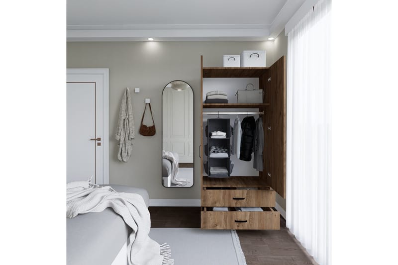 Yaman Garderobe 80x182 cm - Brun - Oppbevaring - Klesoppbevaring - Garderober & garderobesystem