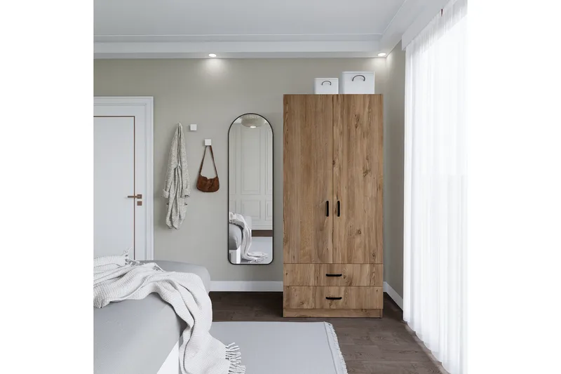 Yaman Garderobe 80x182 cm - Brun - Oppbevaring - Klesoppbevaring - Garderober & garderobesystem