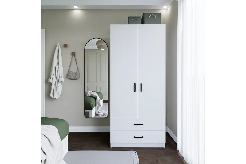 Yaman Garderobe 80x182 cm, Matt hvit