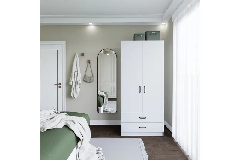 Yaman Garderobe 80x182 cm - Matt hvit - Oppbevaring - Klesoppbevaring - Garderober & garderobesystem