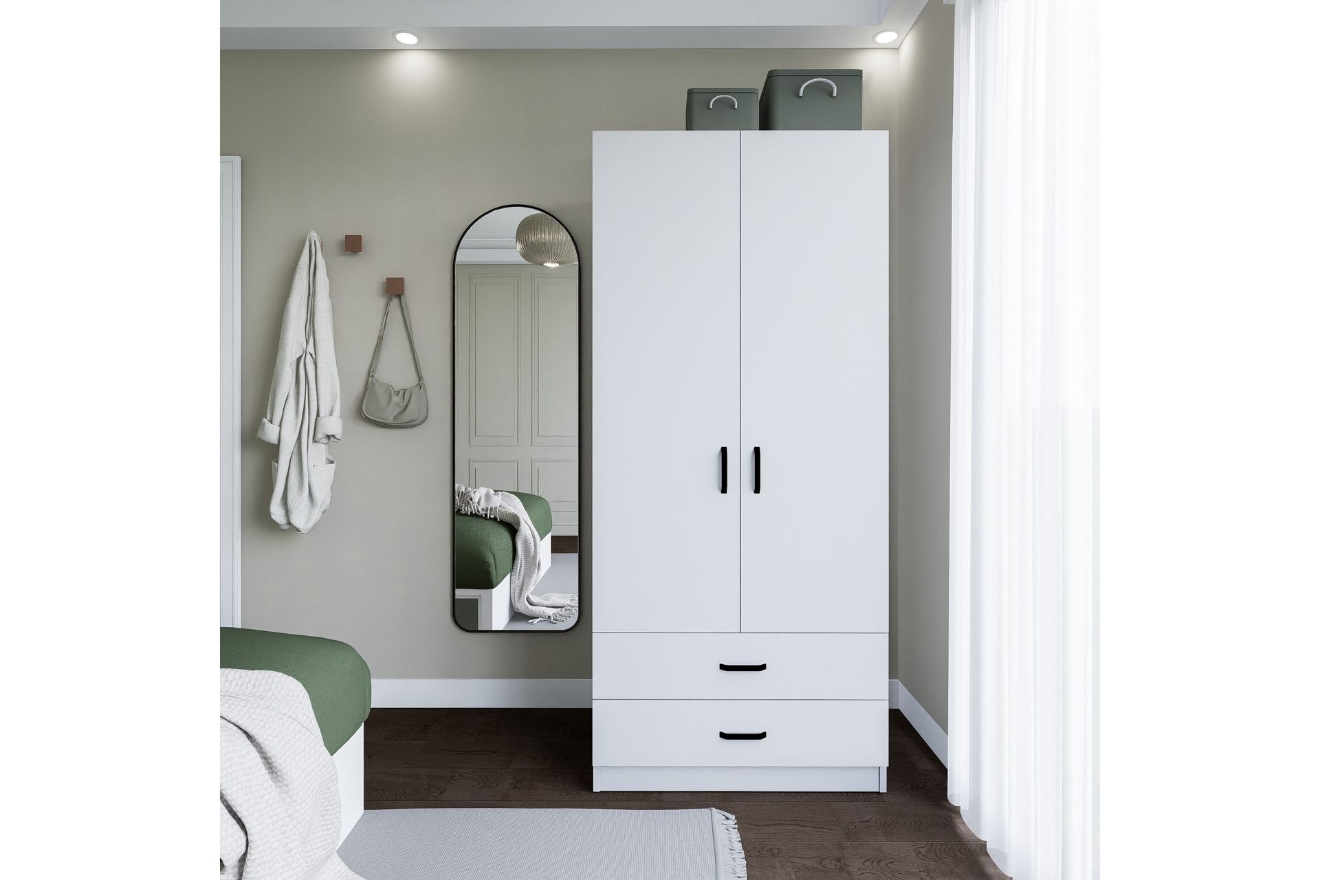 Yaman Garderobe 80x182 cm - Matt hvit - Oppbevaring - Klesoppbevaring - Garderober & garderobesystem