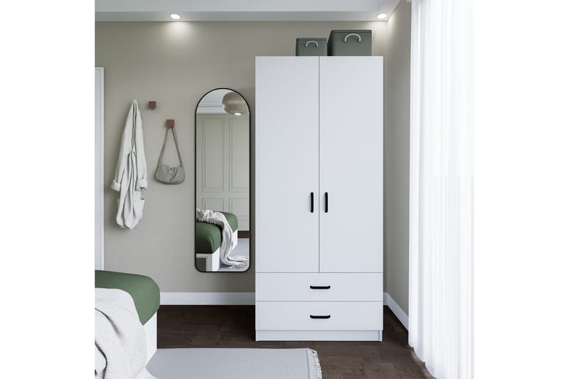 Yaman Garderobe 80x182 cm - Matt hvit - Oppbevaring - Klesoppbevaring - Garderober & garderobesystem