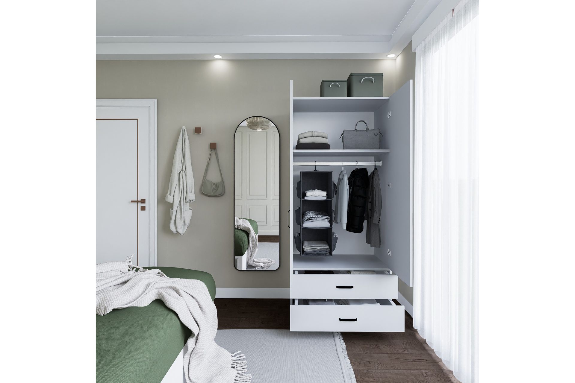 Yaman Garderobe 80x182 cm - Matt hvit - Oppbevaring - Klesoppbevaring - Garderober & garderobesystem