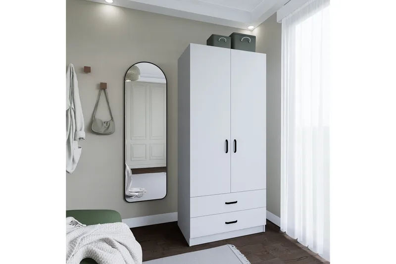 Yaman Garderobe 80x182 cm - Matt hvit - Oppbevaring - Klesoppbevaring - Garderober & garderobesystem