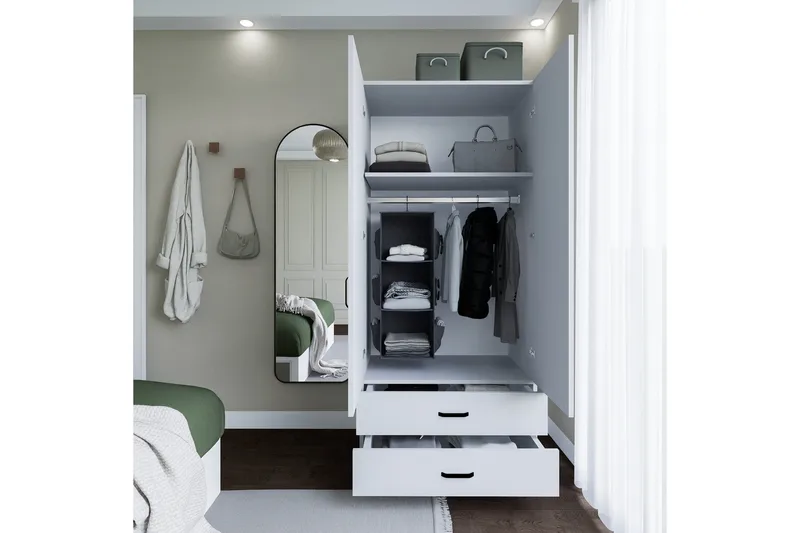 Yaman Garderobe 80x182 cm - Matt hvit - Oppbevaring - Klesoppbevaring - Garderober & garderobesystem