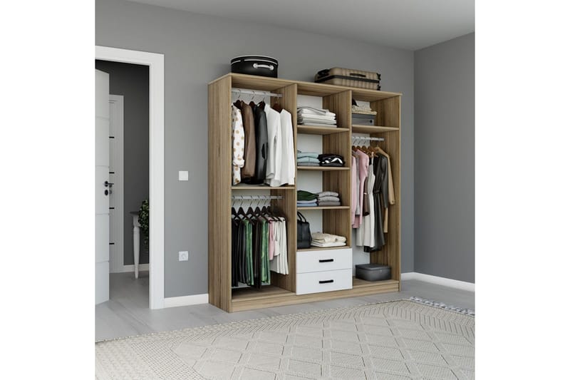 Yaman Garderobesskåp 180x190 cm - Valnøtt - Oppbevaring - Klesoppbevaring - Garderober & garderobesystem - Garderobeskap & klesskap