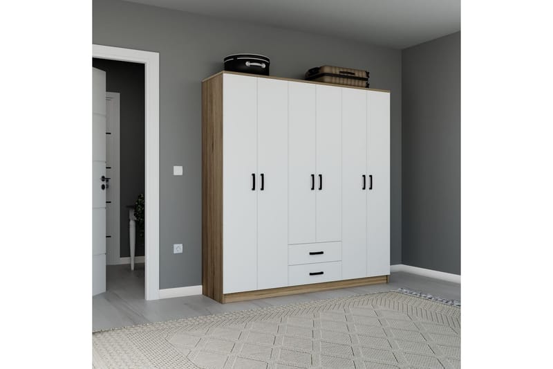 Yaman Garderobesskåp 180x190 cm - Valnøtt - Oppbevaring - Klesoppbevaring - Garderober & garderobesystem - Garderobeskap & klesskap