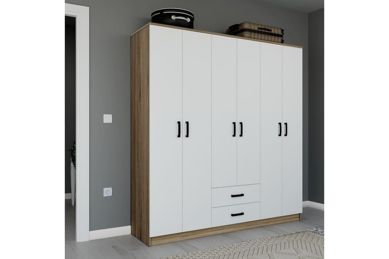 Yaman Garderobesskåp 180x190 cm - Valnøtt - Oppbevaring - Klesoppbevaring - Garderober & garderobesystem - Garderobeskap & klesskap