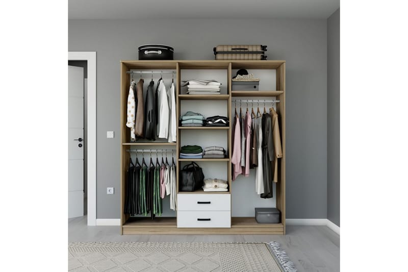 Yaman Garderobesskåp 180x190 cm - Valnøtt - Oppbevaring - Klesoppbevaring - Garderober & garderobesystem - Garderobeskap & klesskap