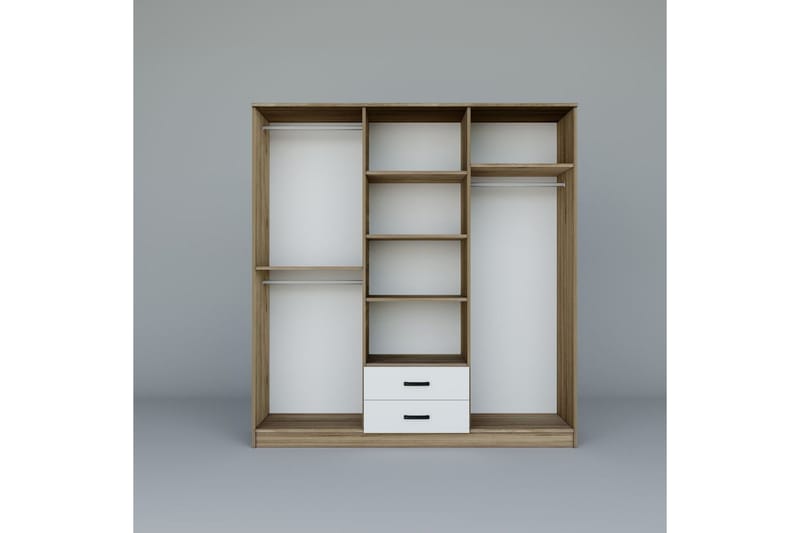 Yaman Garderobesskåp 180x190 cm - Valnøtt - Oppbevaring - Klesoppbevaring - Garderober & garderobesystem - Garderobeskap & klesskap