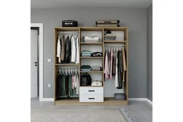 Yaman Garderobesskåp 180x190 cm - Valnøtt - Oppbevaring - Klesoppbevaring - Garderober & garderobesystem - Garderobeskap & klesskap