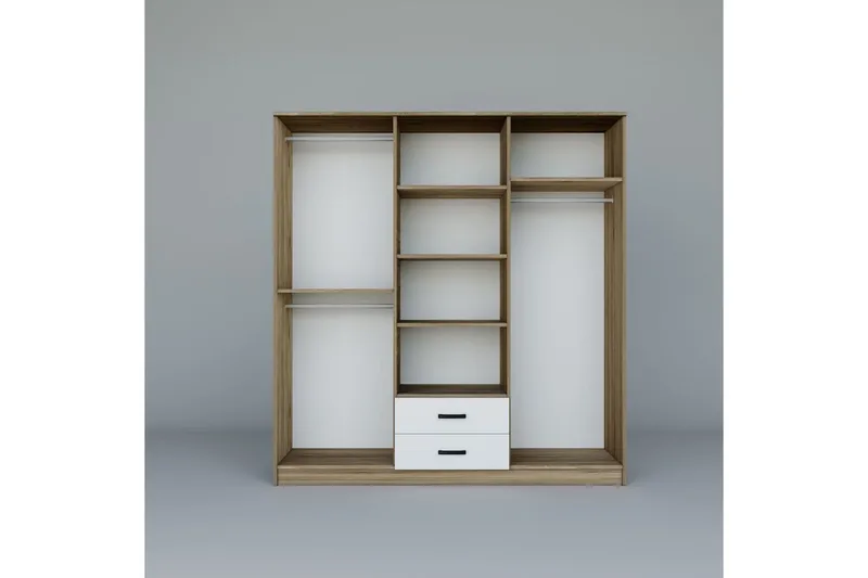 Yaman Garderobesskåp 180x190 cm - Valnøtt - Oppbevaring - Klesoppbevaring - Garderober & garderobesystem - Garderobeskap & klesskap