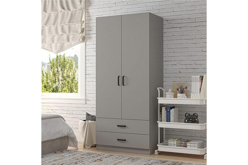 Yaman Garderobesskåp 80x182 cm, Grå