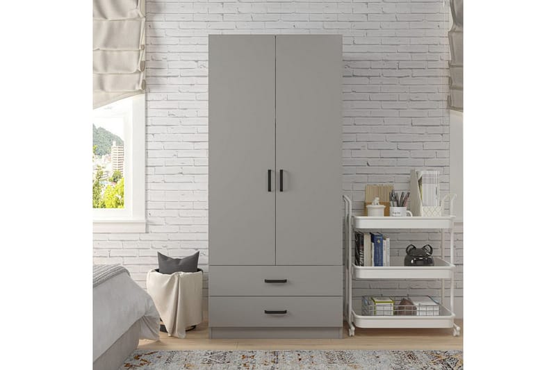 Yaman Garderobesskåp 80x182 cm - Grå - Oppbevaring - Klesoppbevaring - Garderober & garderobesystem - Garderobeskap & klesskap