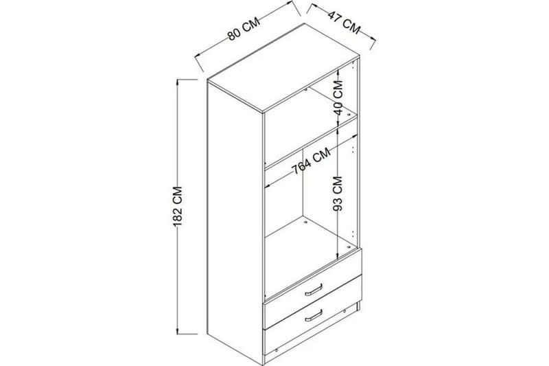 Yaman Garderobesskåp 80x182 cm - Grå - Oppbevaring - Klesoppbevaring - Garderober & garderobesystem - Garderobeskap & klesskap