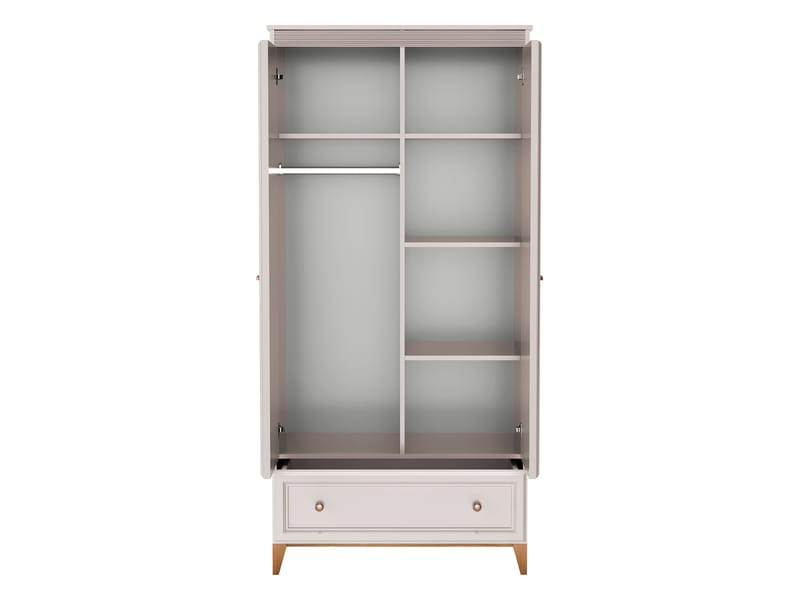 Zeylor Garderobeskap 193 cm i Tre med Oppbevaring - Offwhite - Oppbevaring - Klesoppbevaring - Garderober & garderobesystem