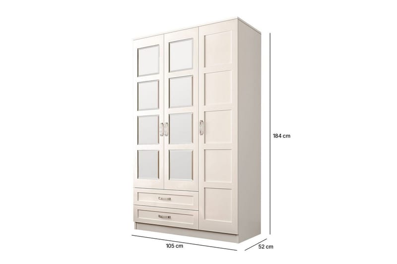 Zyricon Garderobe 105x184 cm - Matt Hvit - Oppbevaring - Klesoppbevaring - Garderober & garderobesystem