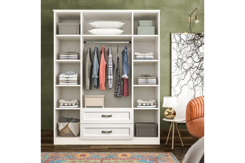 Zyricon Garderobe 140x180 cm - Matt Hvit - Oppbevaring - Klesoppbevaring - Garderober & garderobesystem