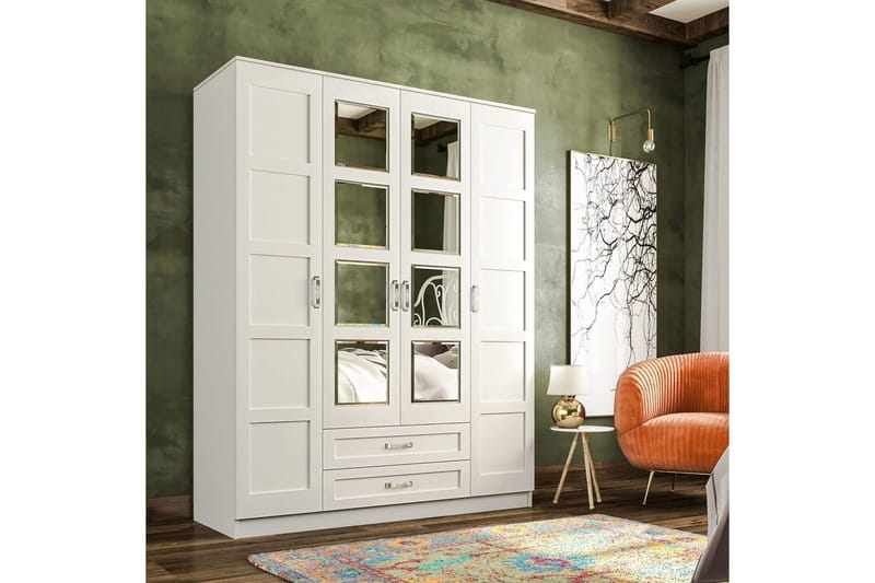 Zyricon Garderobe 140x180 cm - Matt Hvit - Oppbevaring - Klesoppbevaring - Garderober & garderobesystem