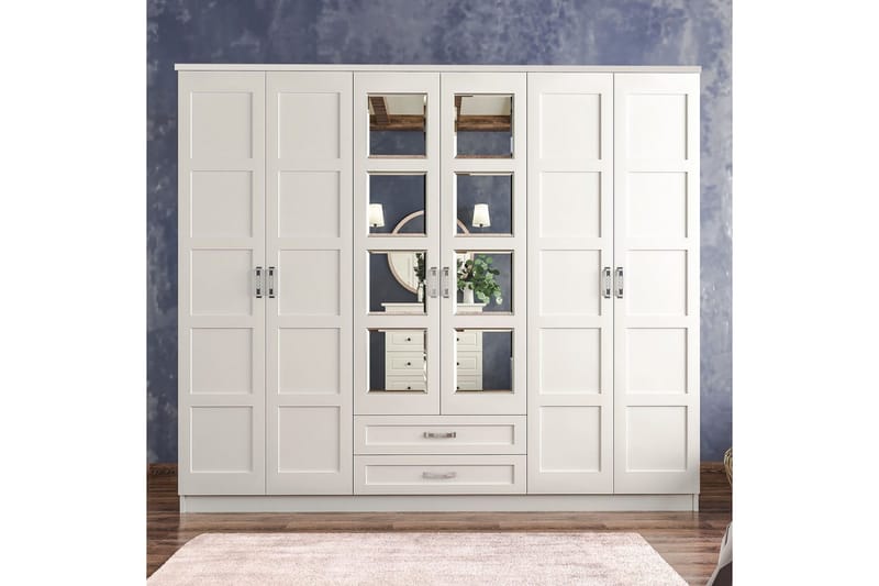 Zyricon Garderobe 210x184 cm - Hvit - Oppbevaring - Klesoppbevaring - Garderober & garderobesystem