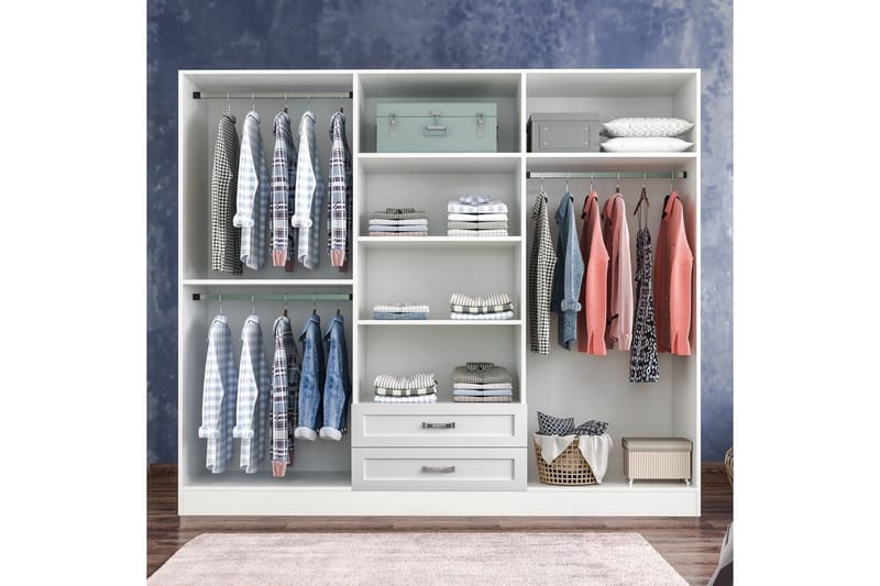 Zyricon Garderobe 210x184 cm - Hvit - Oppbevaring - Klesoppbevaring - Garderober & garderobesystem