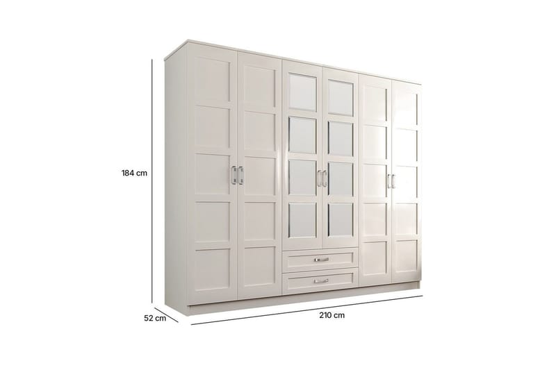 Zyricon Garderobe 210x184 cm - Hvit - Oppbevaring - Klesoppbevaring - Garderober & garderobesystem