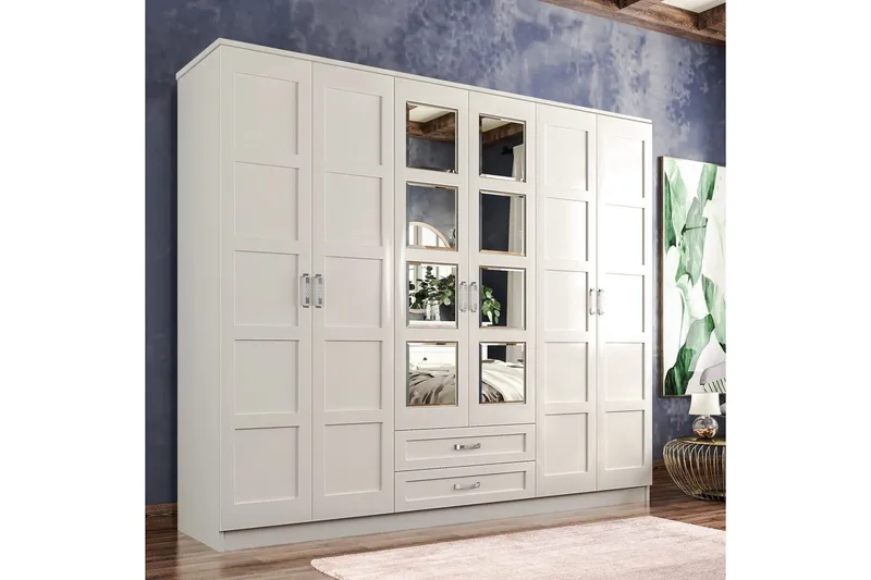 Zyricon Garderobe 210x184 cm - Hvit - Oppbevaring - Klesoppbevaring - Garderober & garderobesystem