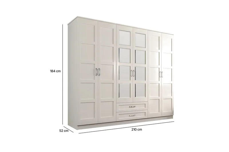Zyricon Garderobe 210x184 cm - Hvit - Oppbevaring - Klesoppbevaring - Garderober & garderobesystem