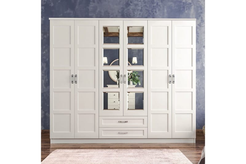 Zyricon Garderobe 210x184 cm - Hvit - Oppbevaring - Klesoppbevaring - Garderober & garderobesystem