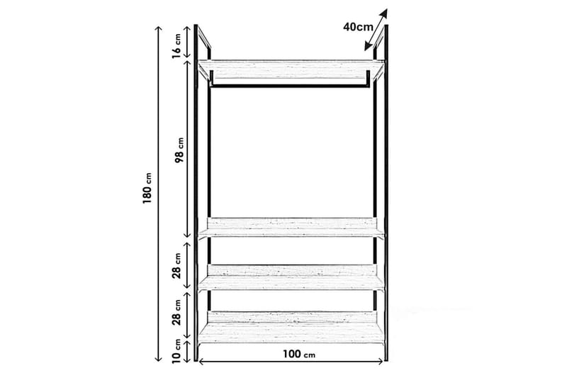 Amerbach Garderobe 100x40 cm - Natur - Oppbevaring - Klesoppbevaring - Stumtjener