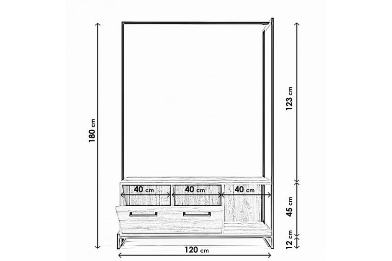 Andifli Garderobe 120x180 cm - Brun - Oppbevaring - Klesoppbevaring - Stumtjener - Klesstativ