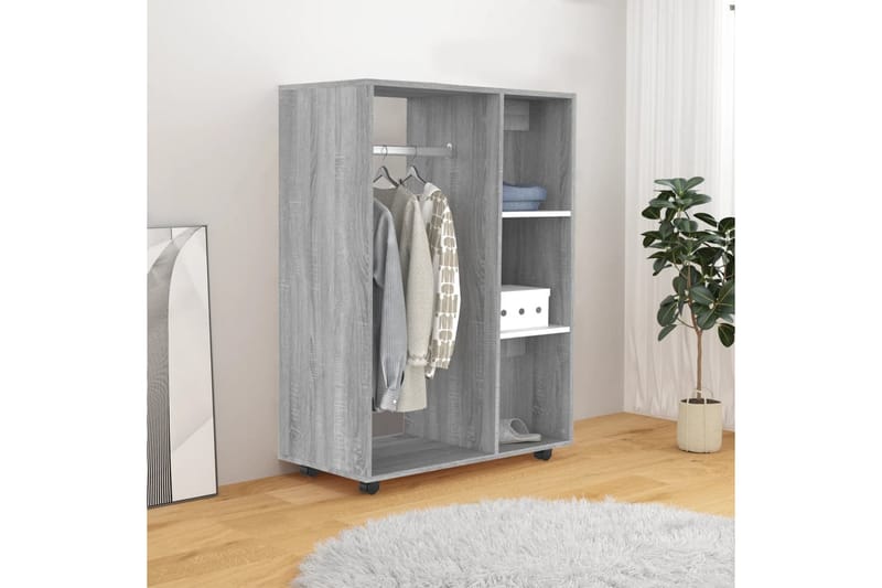 beBasic Garderobe grå sonoma 80x40x110 cm konstruert tre - GrÃ¥ - Oppbevaring - Klesoppbevaring - Stumtjener