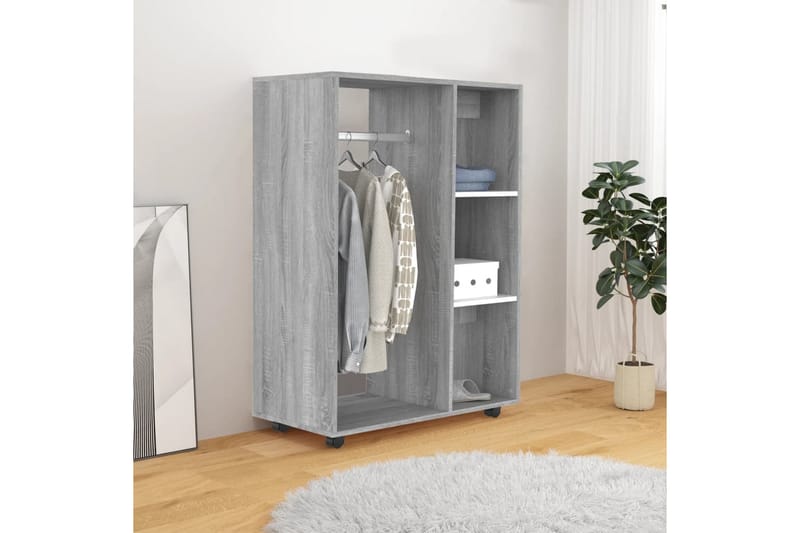 beBasic Garderobe grå sonoma 80x40x110 cm konstruert tre - GrÃ¥ - Stumtjener