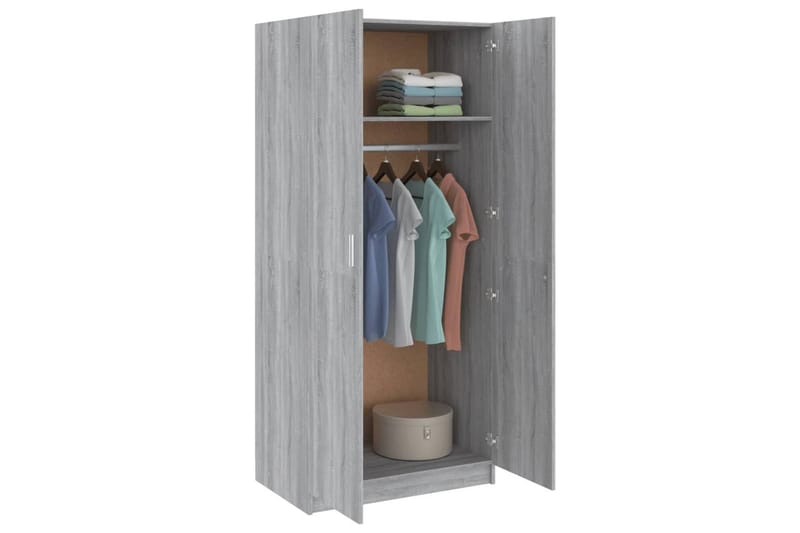 beBasic Garderobe grå sonoma 80x52x180 cm konstruert tre - GrÃ¥ - Stumtjener