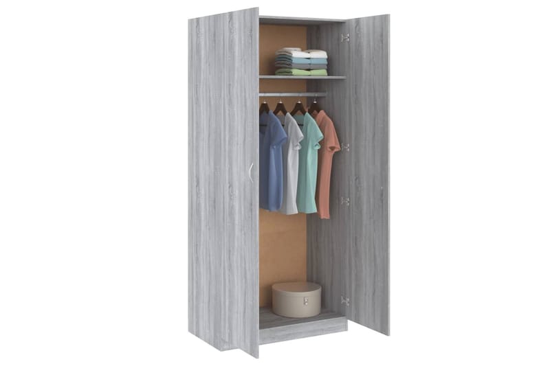 beBasic Garderobe grå sonoma 90x52x200 cm konstruert tre - GrÃ¥ - Stumtjener