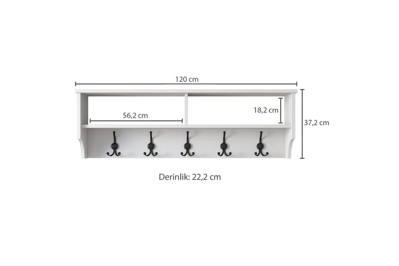 Caraway Kroklist 22x120 cm - Hvit - Oppbevaring - Klesoppbevaring - Stumtjener