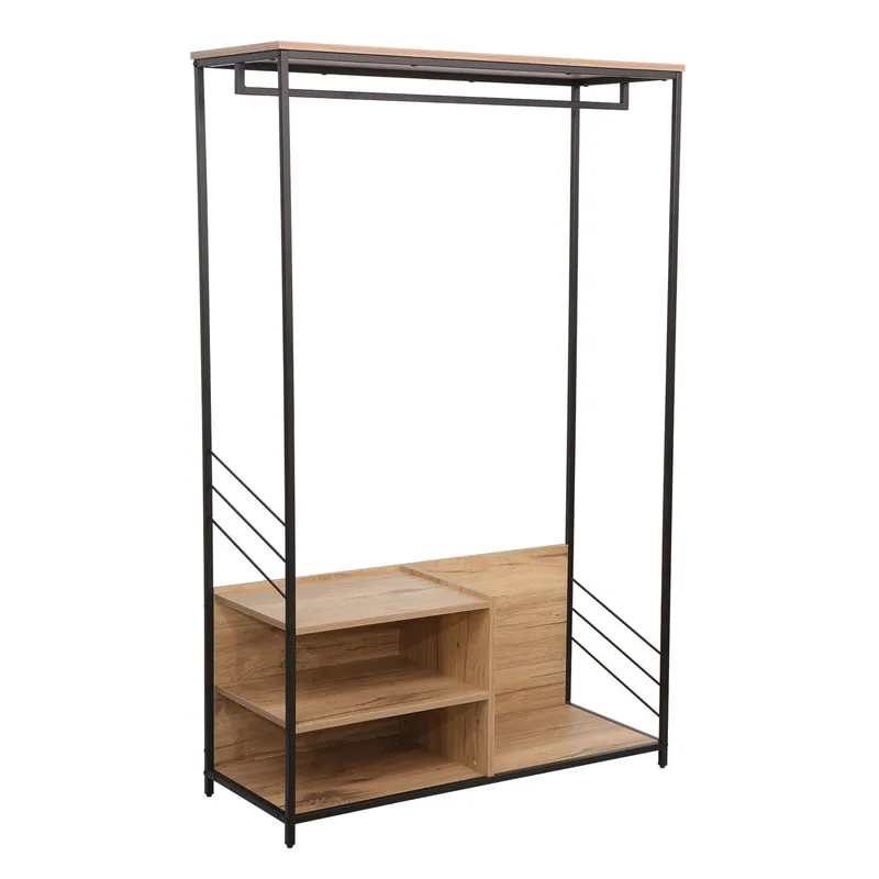 Hylle til gang HOME4YOU Dimitra 100x40x160 cm rustikk/svart, lyst rustikt tre/svart