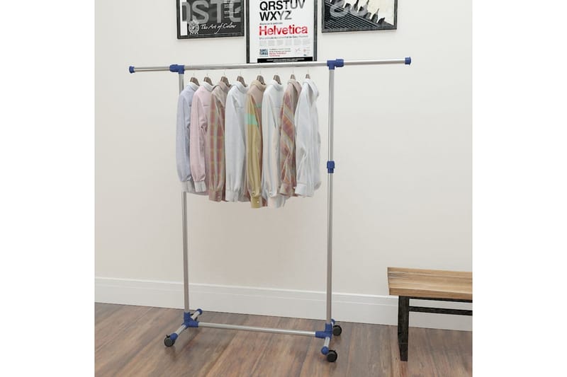 Justerbar klesstativ rustfritt stål 165x44x150 cm sølv - Oppbevaring - Klesoppbevaring - Stumtjener - Henge knagg