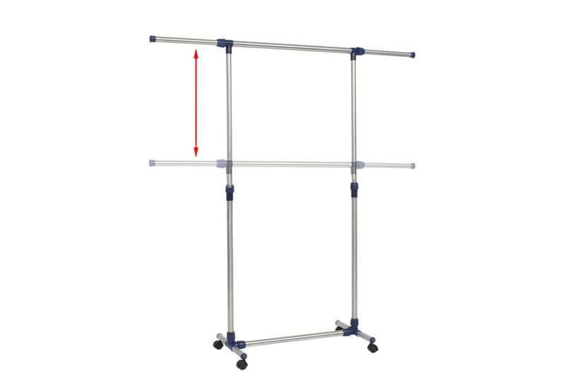 Justerbar klesstativ rustfritt stål 165x44x150 cm sølv - Oppbevaring - Klesoppbevaring - Stumtjener - Henge knagg