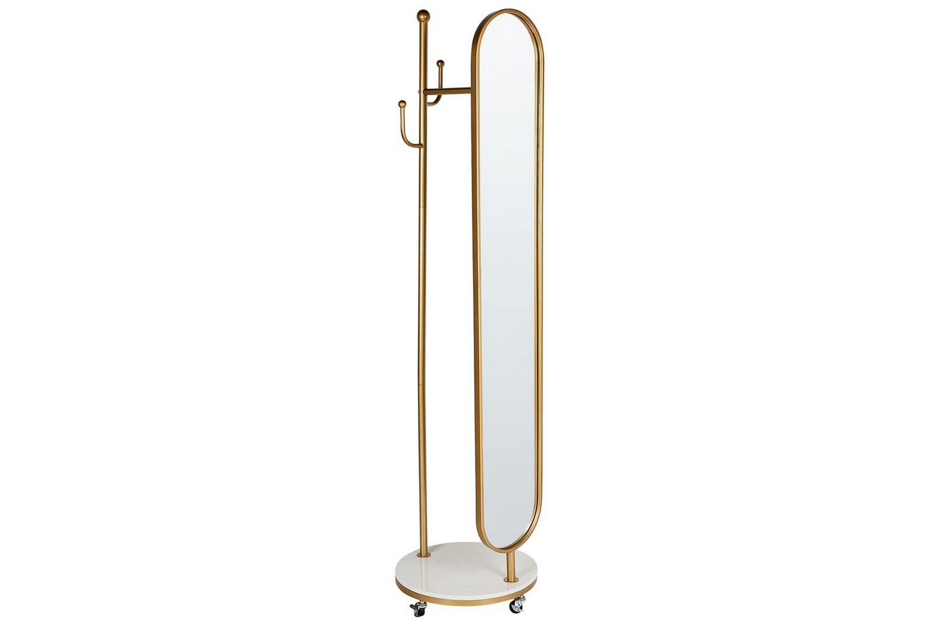 Klädhängare med spegel Beliani Lorena GOLD\|\|White -
