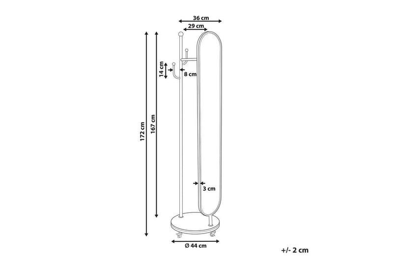 Klädhängare med spegel Beliani Lorena GOLD||White - Oppbevaring - Klesoppbevaring - Stumtjener - Klesstativ