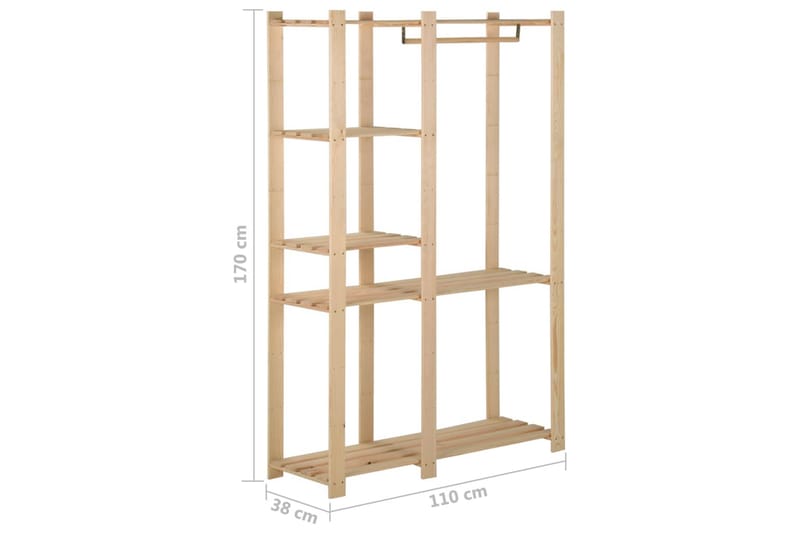 Klesstativ 110x38x170 cm heltre furu - Brun - Oppbevaring - Klesoppbevaring - Stumtjener - Klesstativ