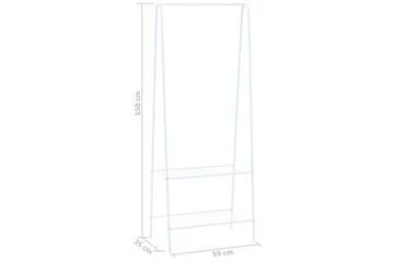 Klesstativ 59x35x150 cm hvit - Oppbevaring - Klesoppbevaring - Stumtjener - Henge knagg